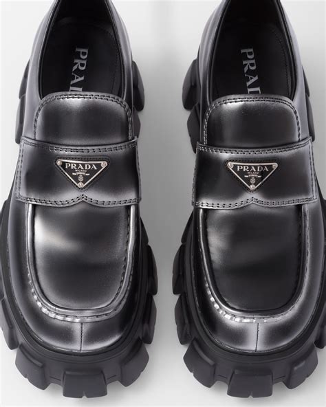 brushed leather monolith loafers prada|monolith nuanced brushed leather loafers.